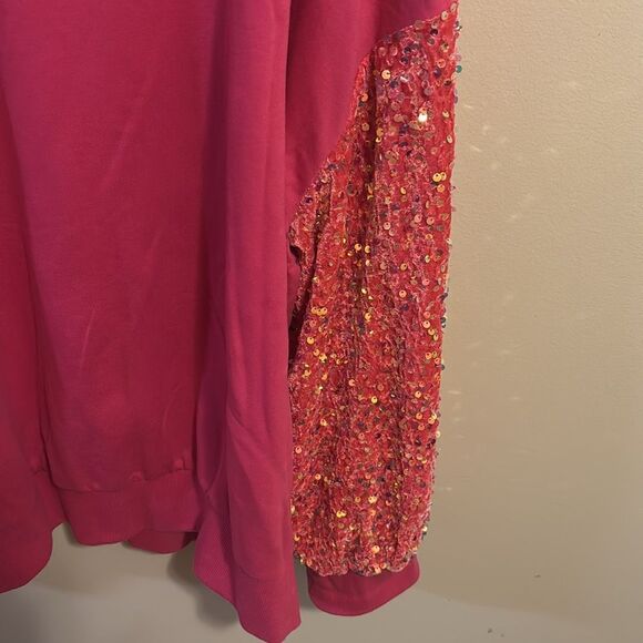 White Birch Pink Oversized Sequin Sweatshirt size 2x - Picture 3 of 5